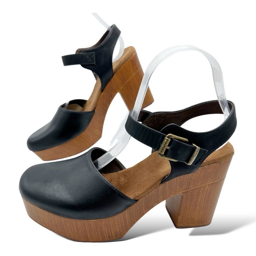 Sonoma Chunky Platform Comfort Sandal Retro Vibe Black Brown Ortholite Sz 9M
